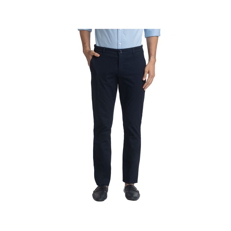 ColorPlus Contemporary Fit Solid Dark Blue Trouser (32)
