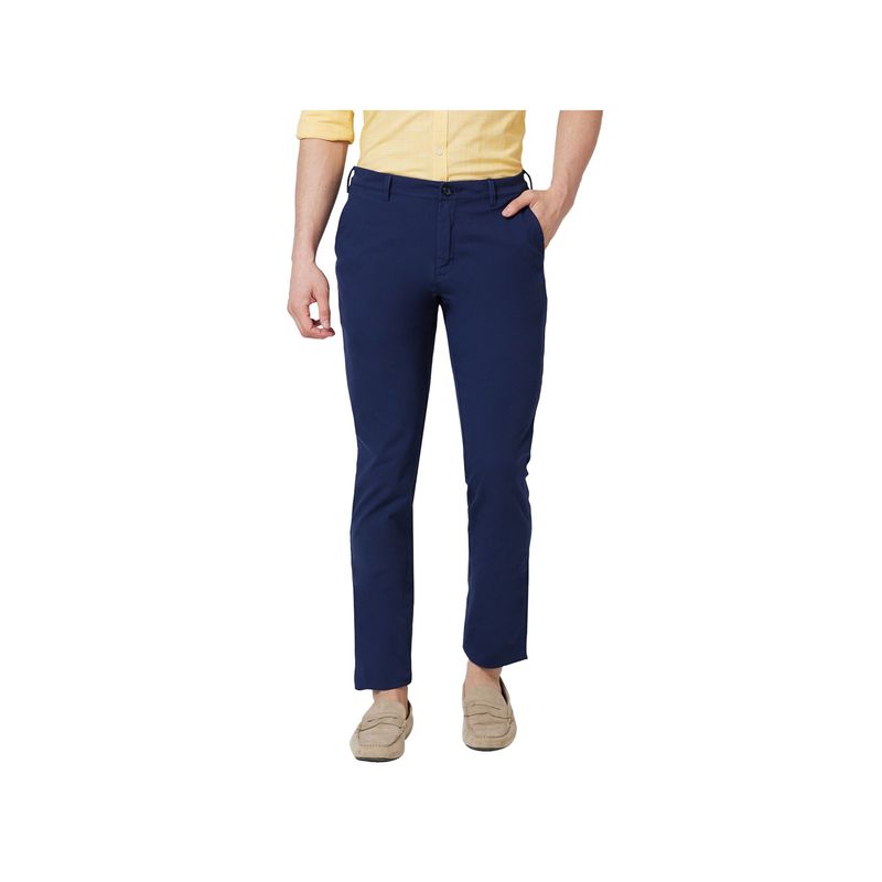 ColorPlus Contemporary Fit Solid Dark Blue Trouser (38)