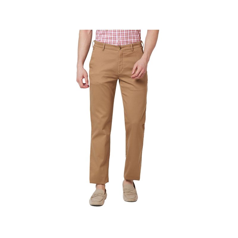 ColorPlus Tailored Fit Solid Khaki Trouser (32)