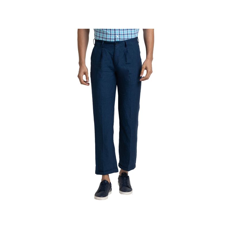 ColorPlus Tailored Fit Yarn Dyed Dark Blue Trouser (40)