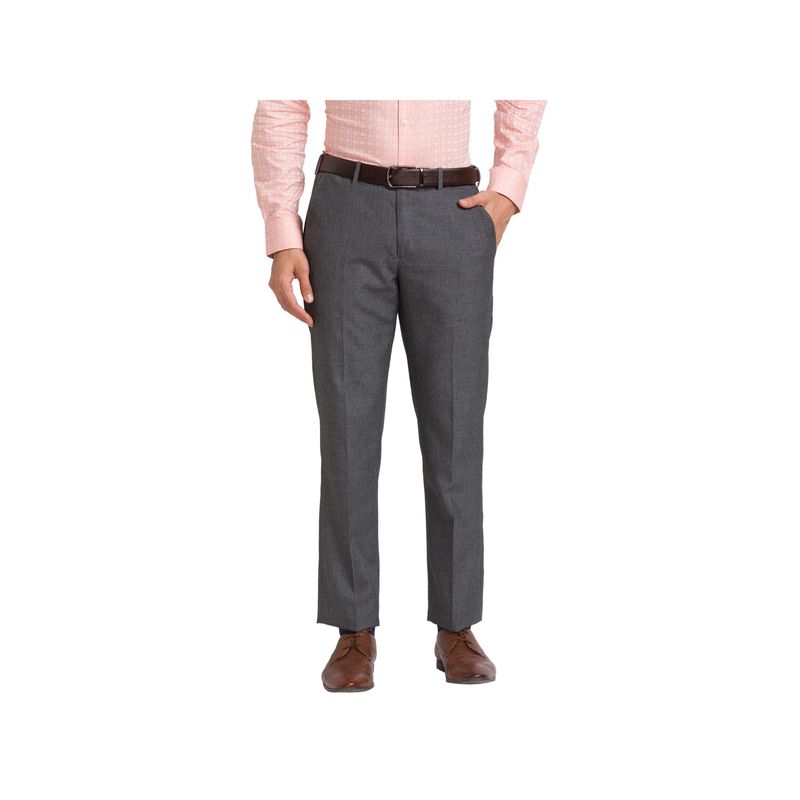 Park Avenue Super Slim Fit Solid Grey Trouser (32)