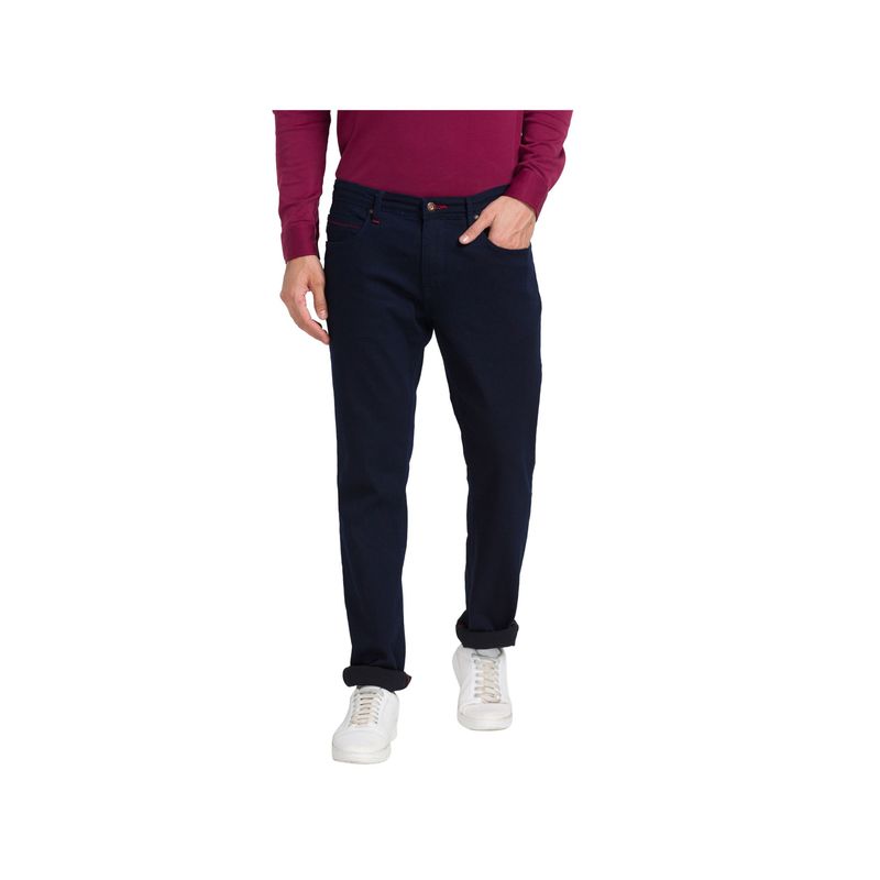 Raymond Slim Fit Solid Dark Blue Jeans (40)