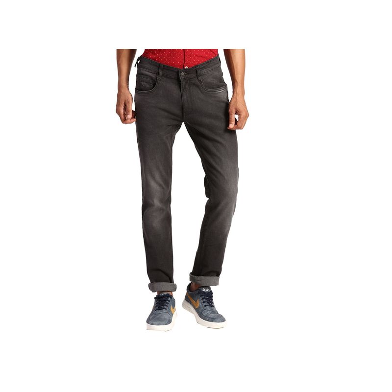 Parx Slim Tapered Fit Solid Black Jeans (32)