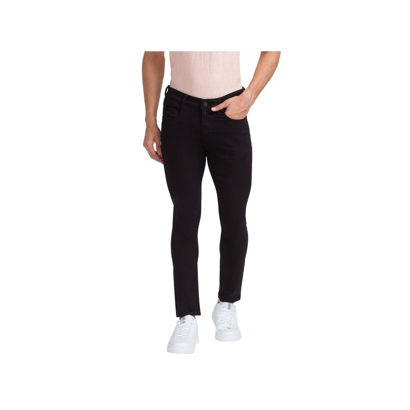 Parx Skinny Cropped Fit Solid Black Jeans (30)