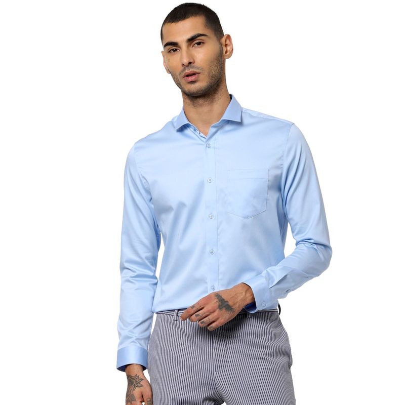 Jack & Jones Light Blue Full Sleeves Shirt (2XL)