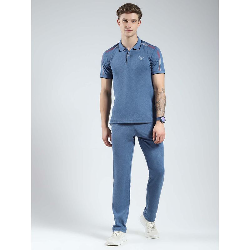 Monte Carlo Men Blue Solid Collar Neck Co-Ord (Set of 2) (3XL)