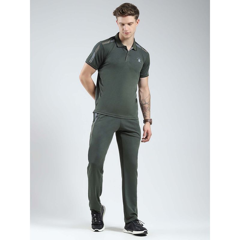 Monte Carlo Men Green Solid Collar Neck Co-Ord (Set of 2) (3XL)