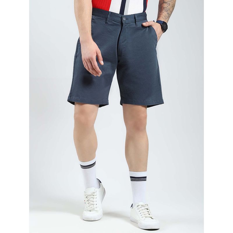 Monte Carlo Men Navy Blue Solid Regular Fit Shorts (30)