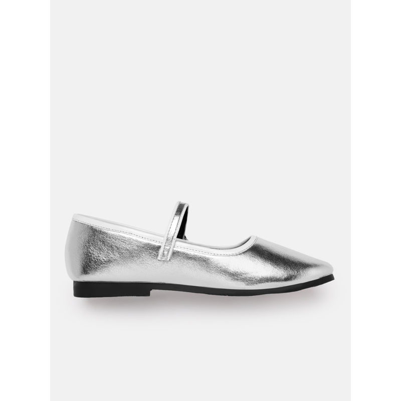 Zori World Prosecco - Silver Mary Janes Flat Ballerinas (EURO 40)