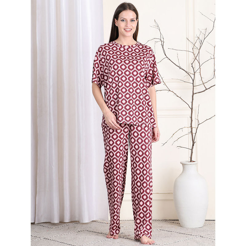 Kanvin Pink Women's Top with Pyjama (Set of 2) (S)