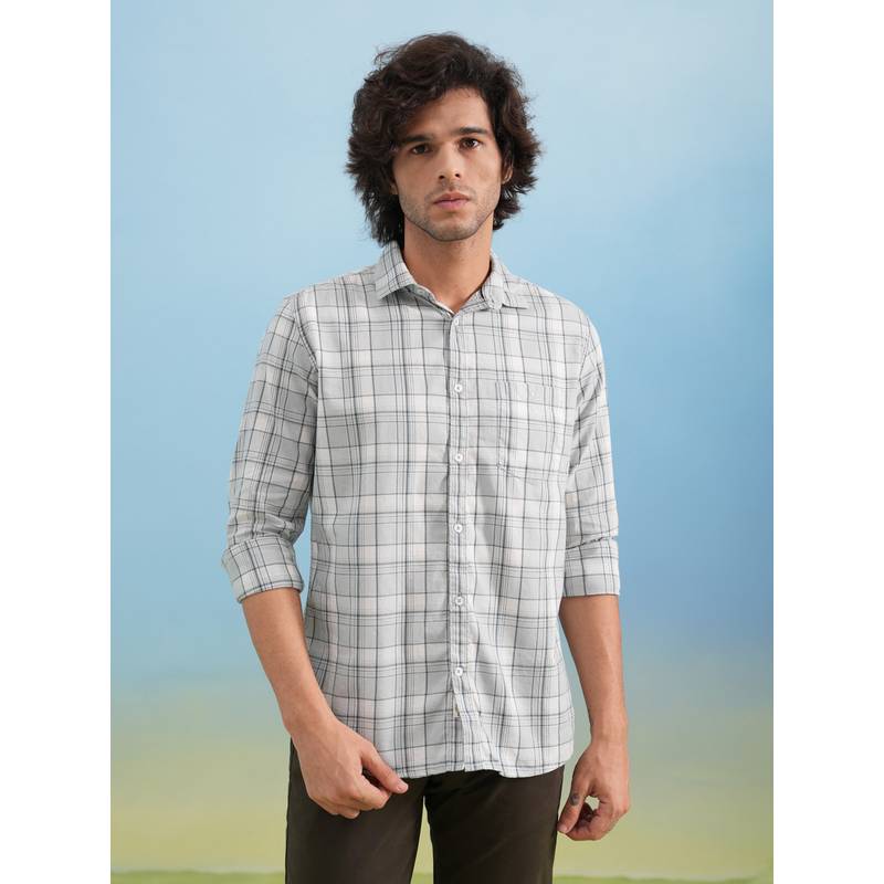 CRIMSOUNE CLUB Men Checks Green Shirt (M)