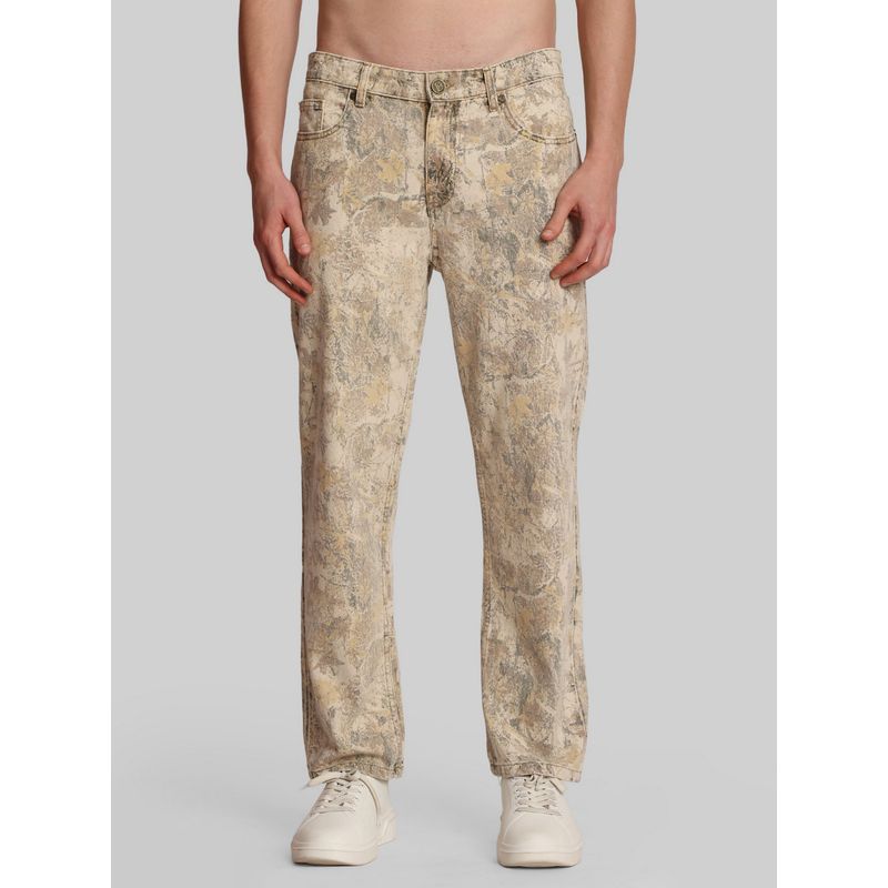 Bene Kleed Relaxed Fit Mid-Rise Light Fade Printed Premium Denim Jeans (34)