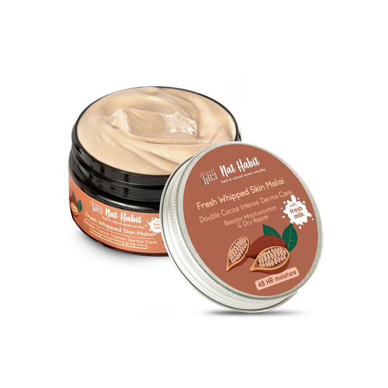 Nat Habit Double Cocoa Whipped Skin Malai, Body Butter, Cold Cream, Extreme Dryness 48 HR Moisture