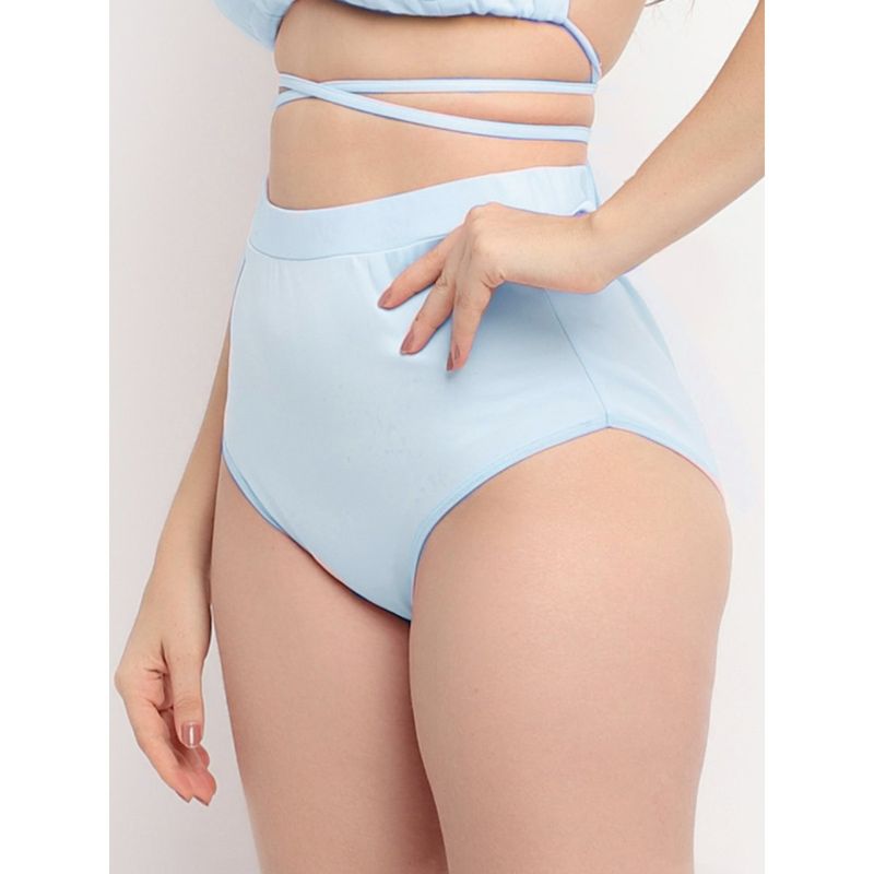 AOBA Women Blue Solid Swim Bikini Bottoms (S)