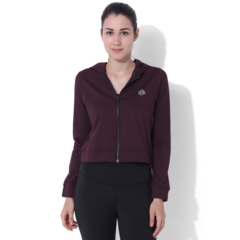 Silvertraq Cropped Bomber Hoodie Plum - Maroon (S)