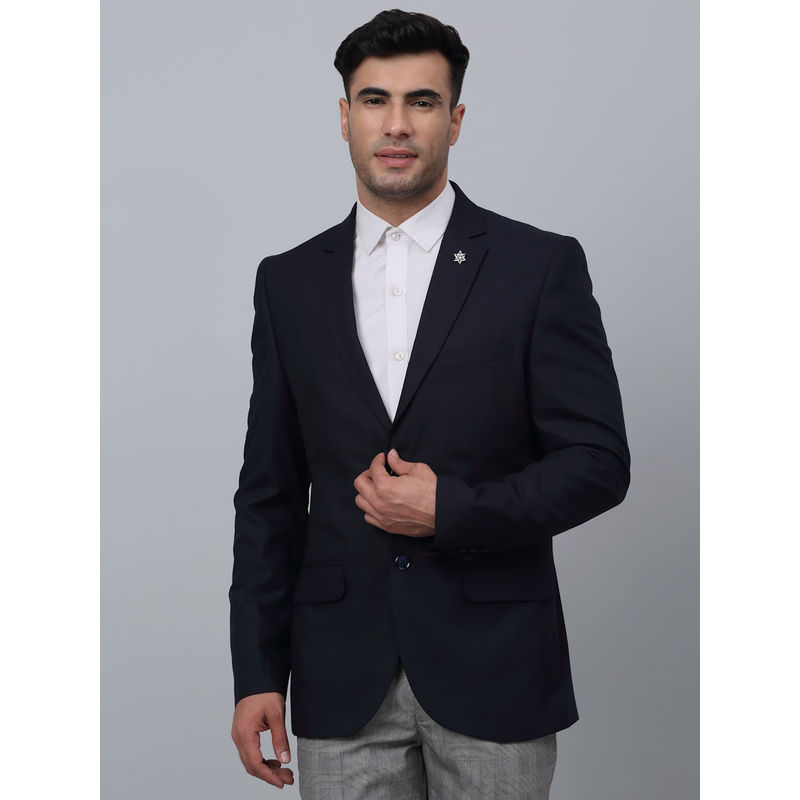 Cantabil Mens Navy Blue Solid Single Breasted Formal Blazer (38)