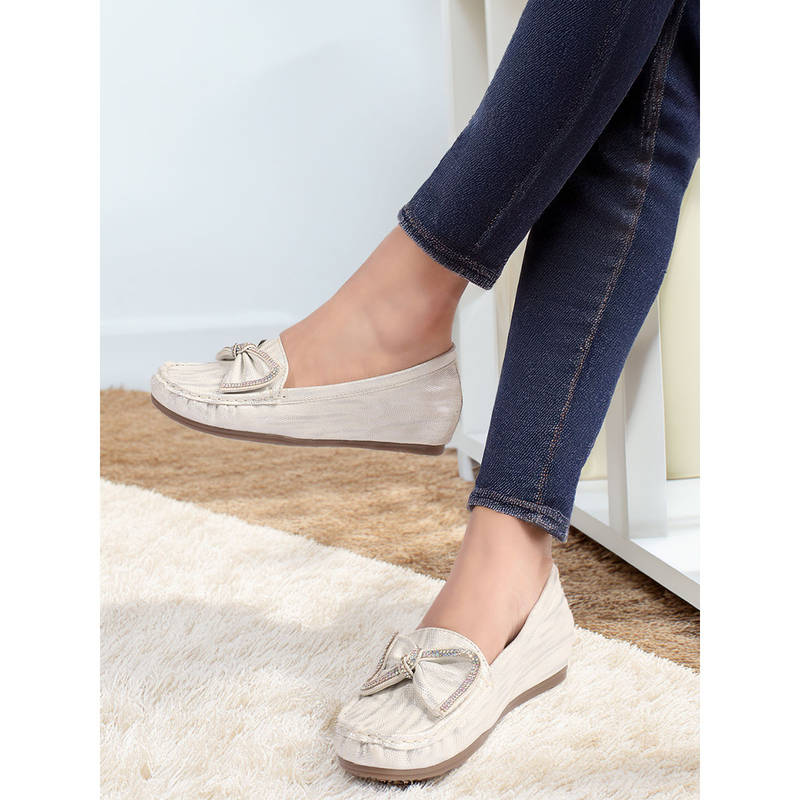 Carlton London Women'S Soft Comfortable Anti-Slip Bow Loafers (EURO 36)