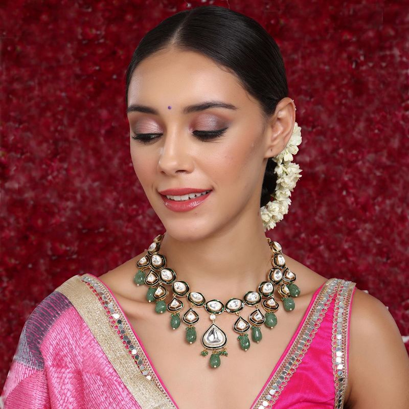 Pink and Kundan Stone Neckpiece- Ruby Raang main image 0