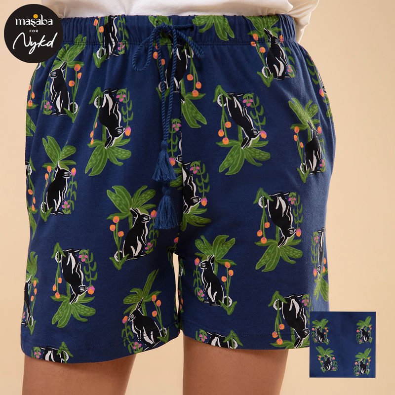 Nykd by Nykaa X Masaba Cotton Shorts - Palm Rabbit NYS082 (S)