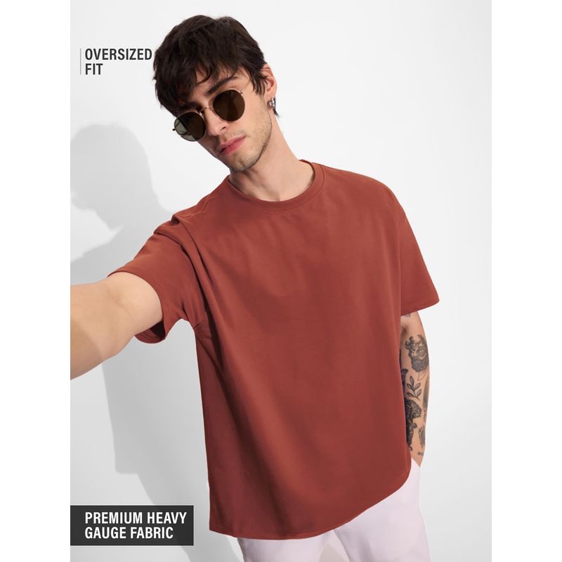 The Souled Store Solid Spicy Red Oversized T-Shirt (XL)