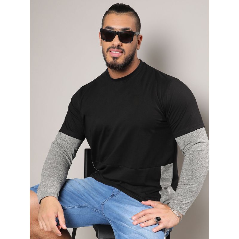 Instafab Plus Mens Carbon Black & Moon Grey Contrast Skater T-Shirt (3XL)