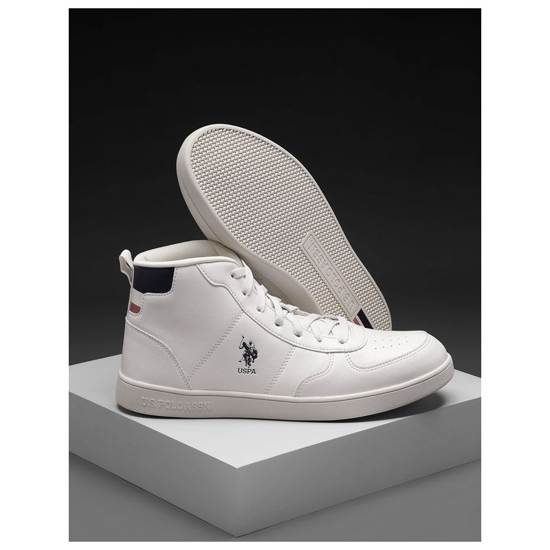 U.S. POLO ASSN. Men Arrick 3.0 Mid Top Sneakers White (UK 8)