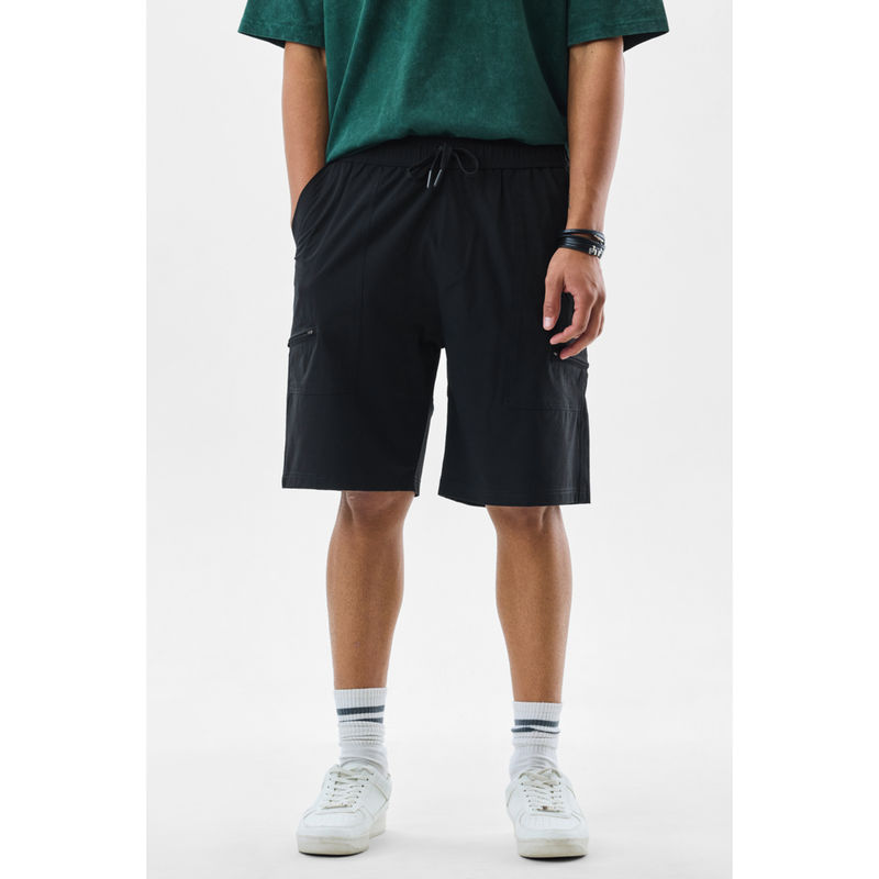 Snitch Men Black Solid Shorts (28)