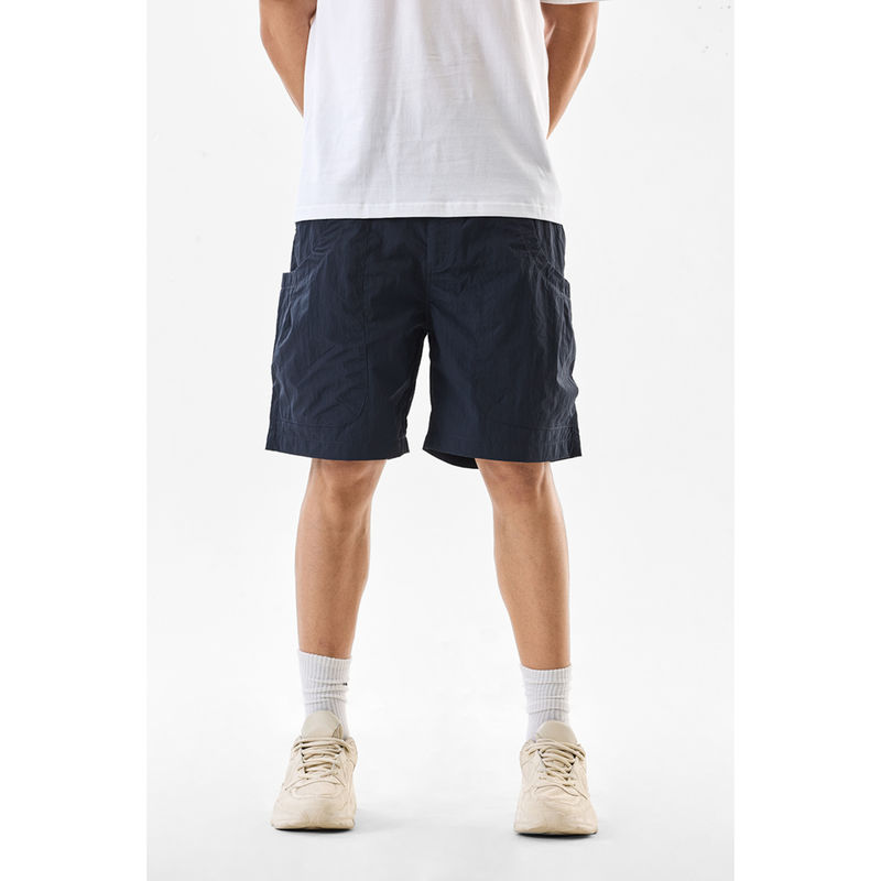 Snitch Men Navy Blue Solid Shorts (28)