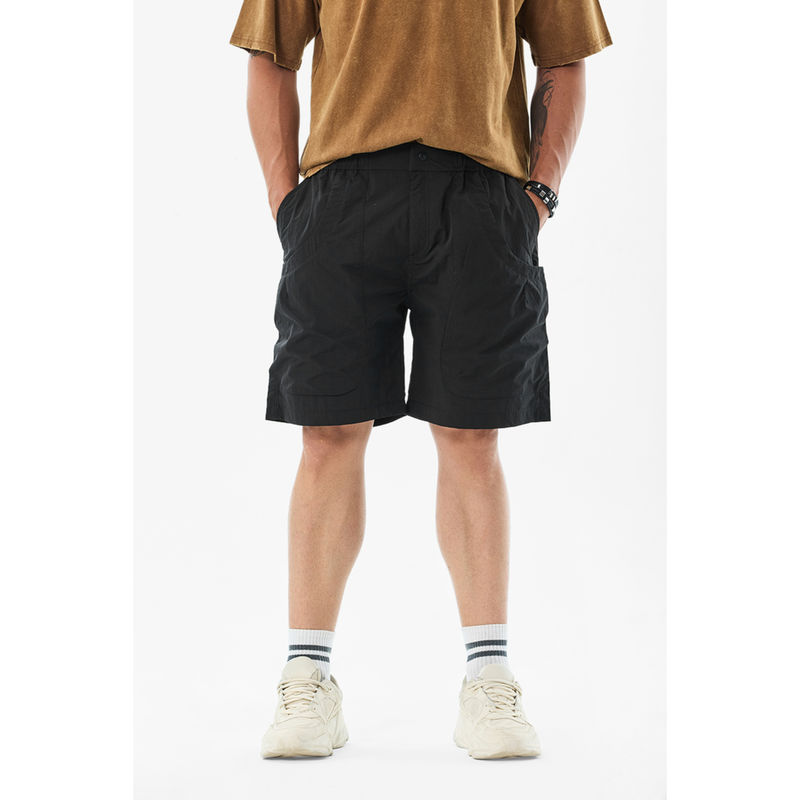 Snitch Men Black Solid Shorts (28)