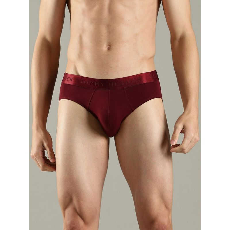 Tommy Hilfiger Maroon Solid Low Rise Brief (L)