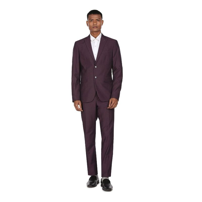 Arrow Men Dark Purple Tailored Regular Fit Single Breasted Formal Suit