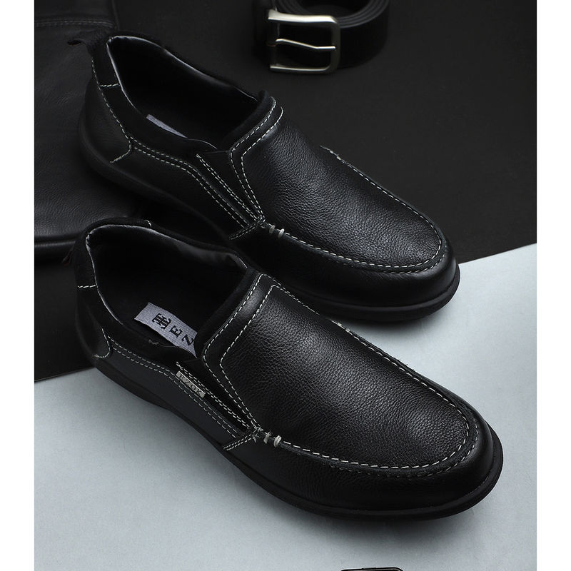 EZOK Black Leather Slip On Casual Shoes (EURO 40)