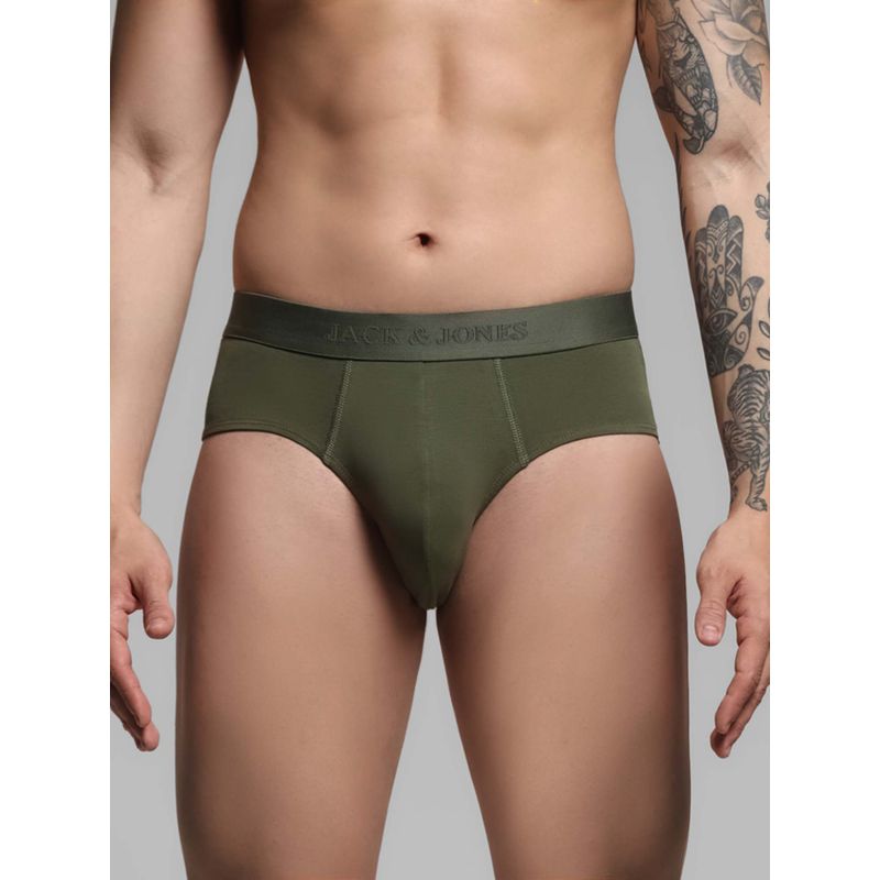 Jack & Jones Men Supima Cotton Green Brief (S)