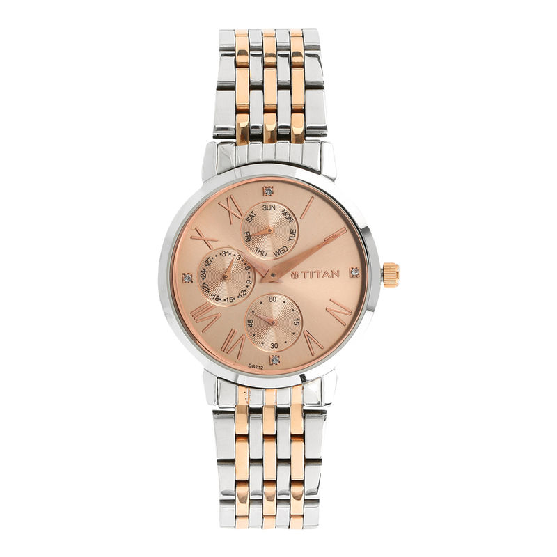 Buy Titan Workwear Watch with Rose Gold Dial Stainless Steel