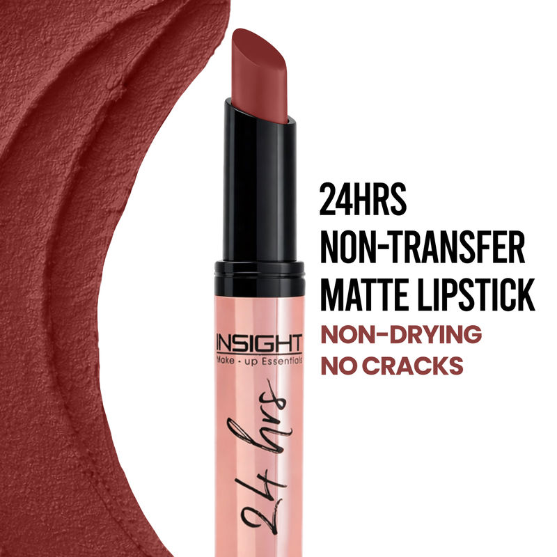 Insight Cosmetics 24 Hrs Non Transfer Matte Lipstick, Creamy Texture Matte Finish, Waterproof - Stay Basic !