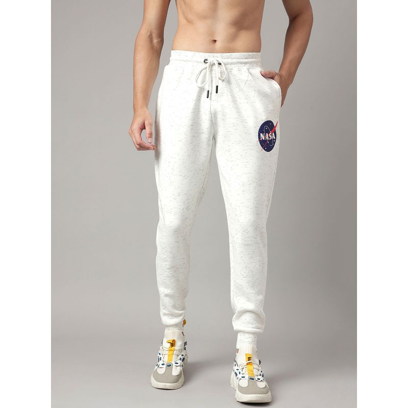 Free Authority Official Nasa Printed Cotton Blend White Joggers (38)