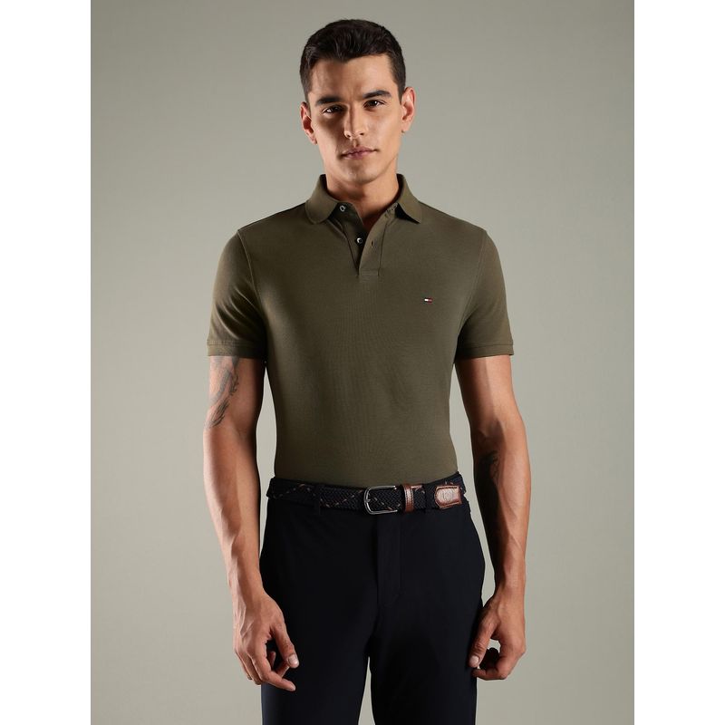 Tommy Hilfiger Solid Regular Fit Cotton Polo T-Shirt (L)