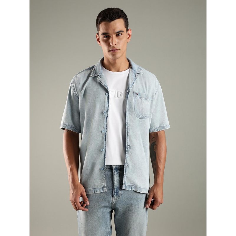 Tommy Hilfiger Solid Relaxed Fit Cotton Shirt (XS)