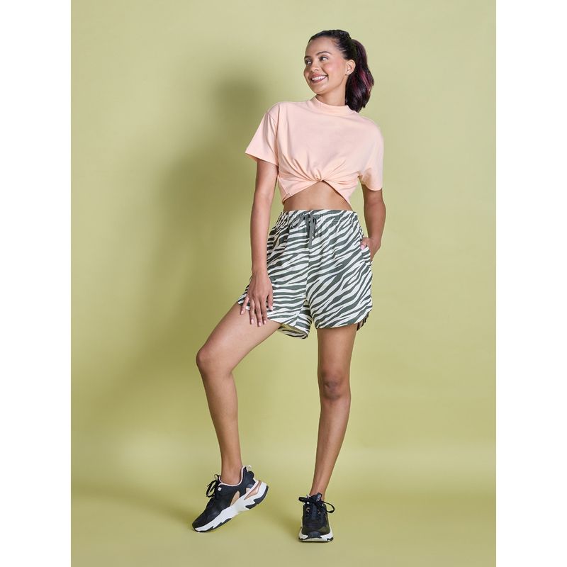 Nykd by Nykaa Printed Terry Shorts NYAT287 Zebra Green (M)