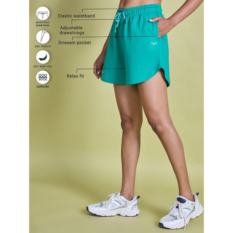 Nykd By Nykaa Knit Terry Shorts -NYLE503-Pepper Green (L)