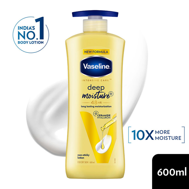 Vaseline Deep Moisture Body Lotion ,For Dry Skin, Moisturised Glowing Skin, With Pro Ceramides