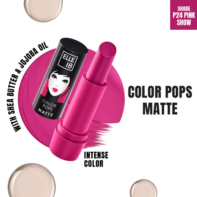 Elle 18 Color Pop Matte Long Stay Lip Color With Shea Butter & Jojoba Oil - P24 Pink Show