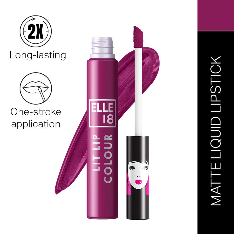 Elle 18 Liquid Lip Color Lipstick 16hr Long Lasting, Smudgeproof, Transferproof Matte- Lavender Hues