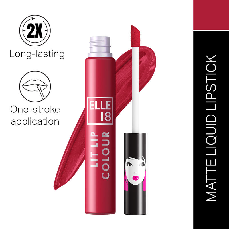 Elle 18 Liquid Lip Color Lipstick 16hr Long Lasting, Smudgeproof, Transferproof Matte-Wanderlust Red