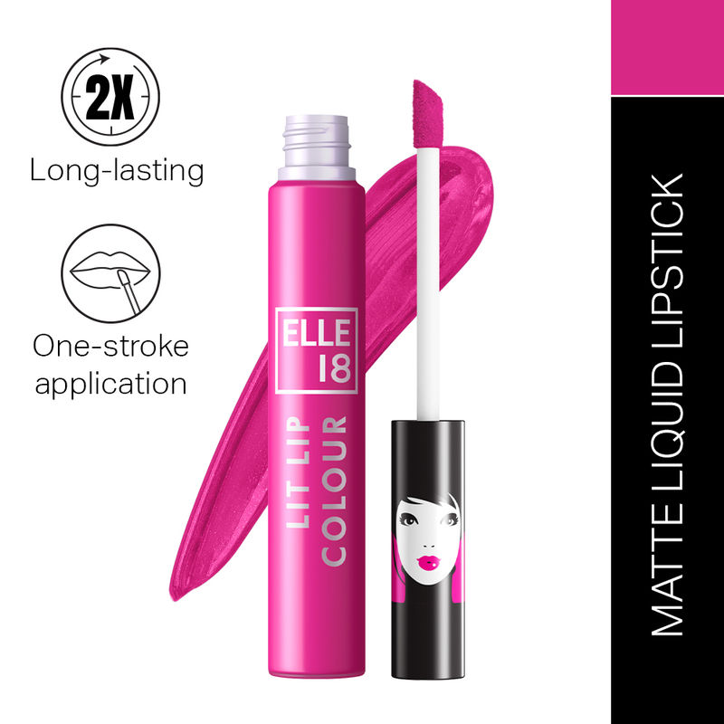 Elle 18 Liquid Lip Color Lipstick 16hr Long Lasting, Smudgeproof, Transferproof Matte- Flamingo Pink