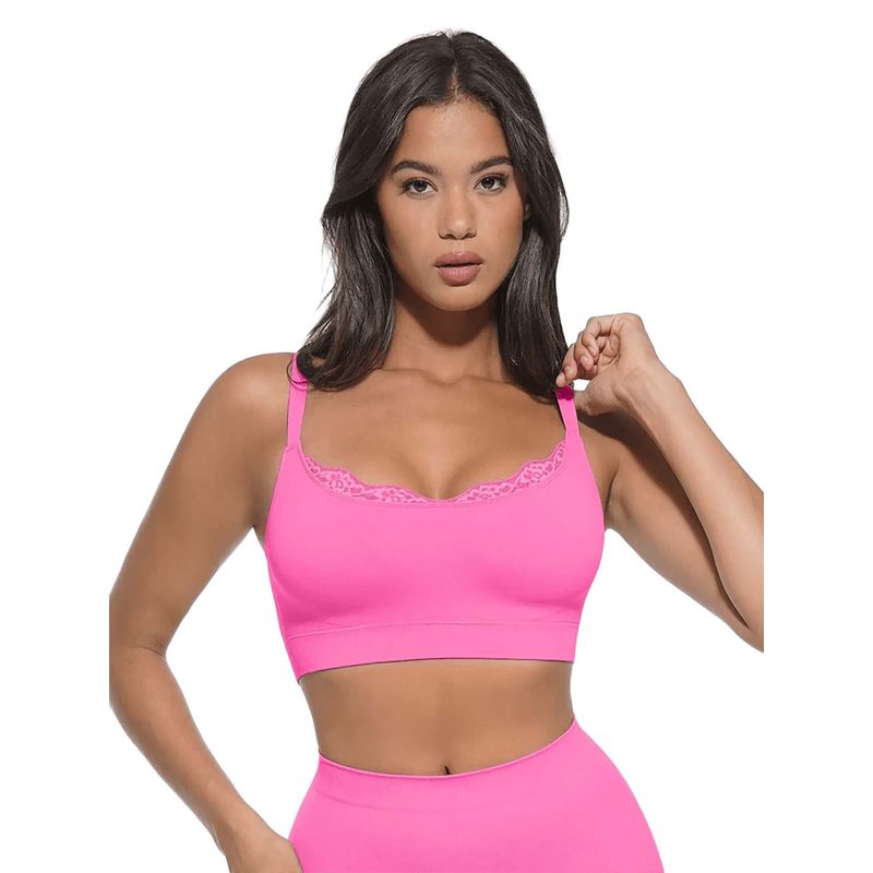 Shop The Edit Pink Solid Regular Fit Bra (3XL)