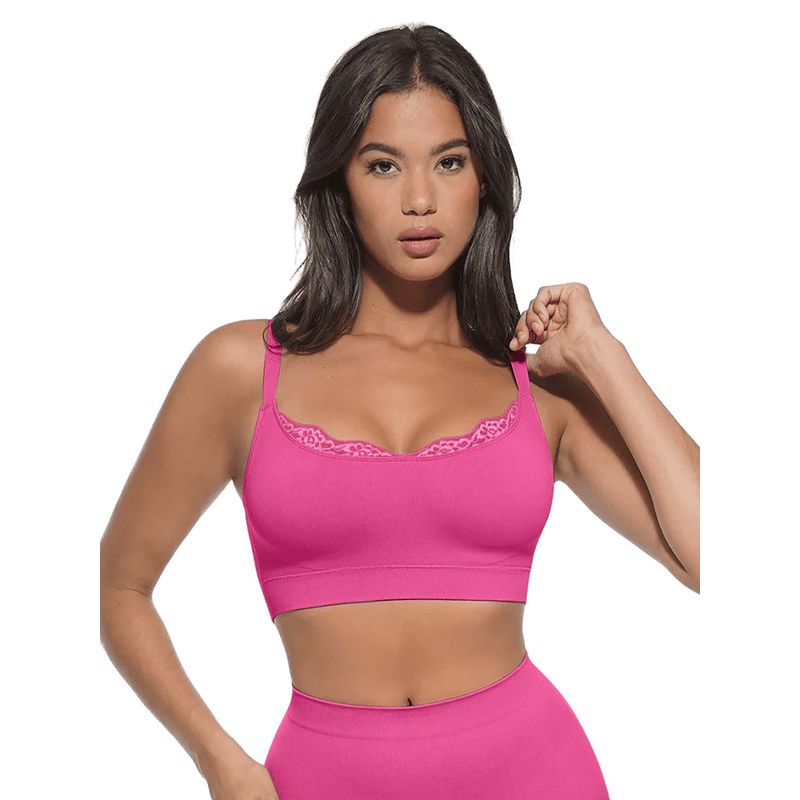 Shop The Edit Pink Solid Regular Fit Bra (3XL)