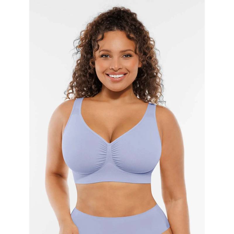 Shop The Edit Seamless Wide Straps Blue Everyday T-Shirt Bra (L)