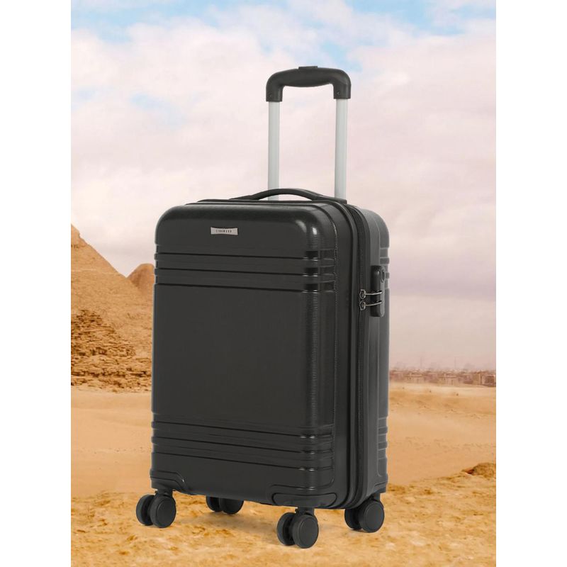 Teakwood Unisex Solid Hard Sided Trolley Bag - Black (M)