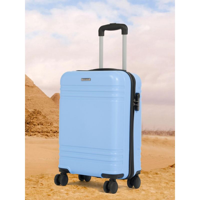 Teakwood Unisex Solid Hard Sided Trolley Bag - Blue (M)